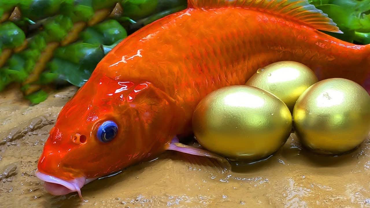 生活趣闻大盘点:这是咋回事?红鲤鱼生出一堆金蛋,画面太神奇