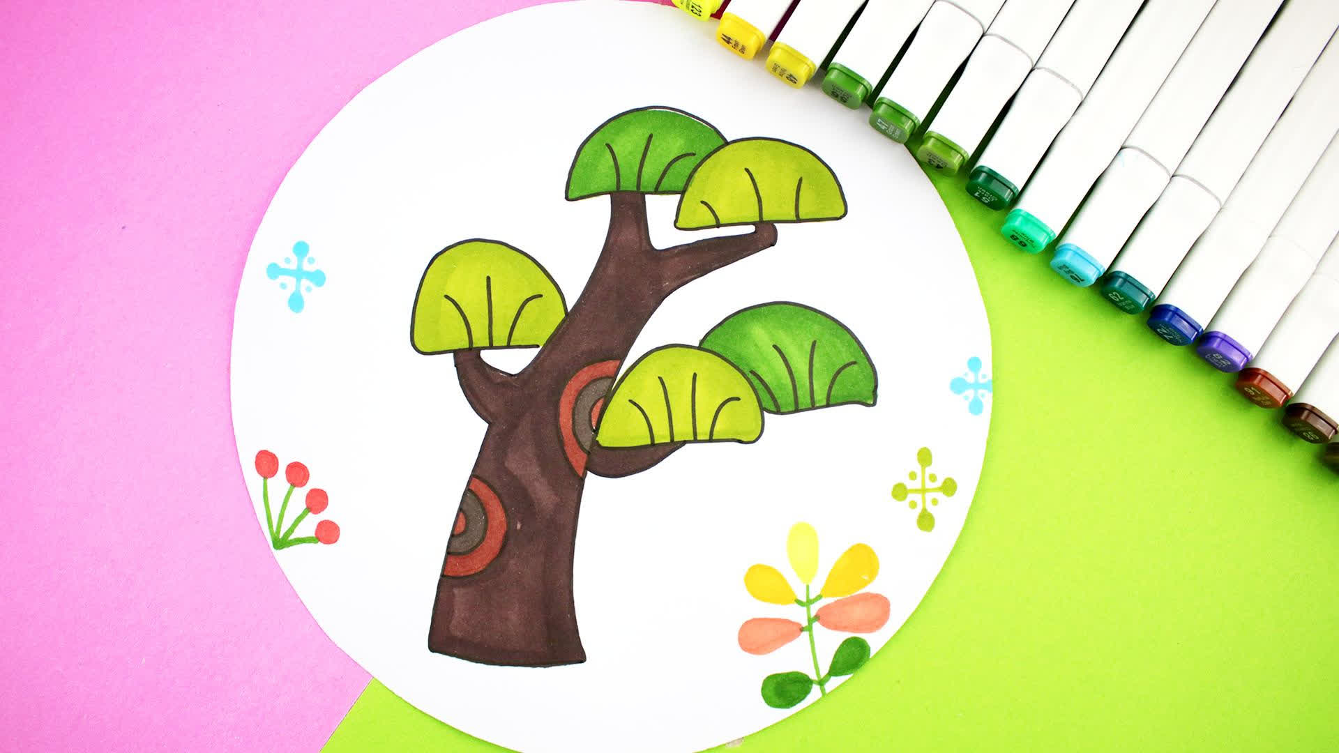 可爱的卡通柏树简笔画,你会画吗?